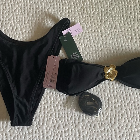 Zara Black Bandeau Bikini Top with Gold Accent - Picture 3 of 3